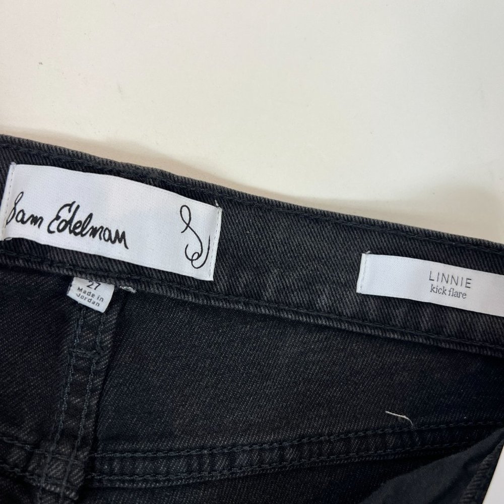 Sam Edelman Women's Black Linnie Flare Leg High Rise Cotton Jeans Size 27 - Picture 4 of 10